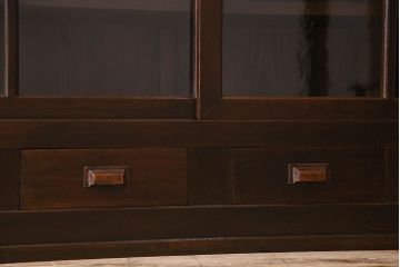 アンティーク家具　和製アンティーク　六尺　二段重ね関西収納棚(戸棚、水屋箪笥、ガラスケース)