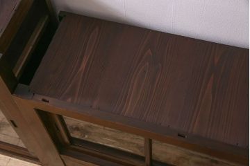 アンティーク家具　和製アンティーク　六尺　二段重ね関西収納棚(戸棚、水屋箪笥、ガラスケース)