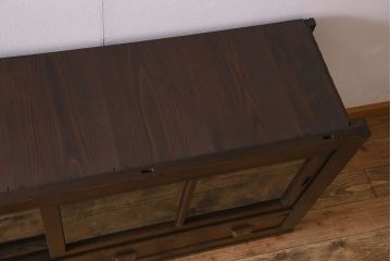 アンティーク家具　和製アンティーク　六尺　二段重ね関西収納棚(戸棚、水屋箪笥、ガラスケース)