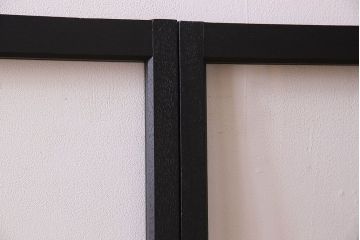 昭和レトロ　結霜ガラス入り!色ガラスがお洒落なペイントガラス戸4枚セット(窓)(1)