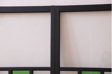 昭和レトロ　結霜ガラス入り!色ガラスがお洒落なペイントガラス戸4枚セット(窓)(1)