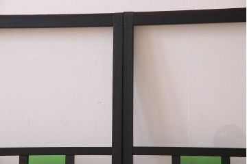 昭和レトロ　結霜ガラス入り!色ガラスがお洒落なペイントガラス戸4枚セット(窓)(1)