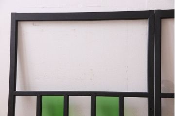 昭和レトロ　結霜ガラス入り!色ガラスがお洒落なペイントガラス戸2枚セット(窓)(2)
