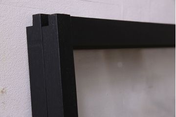 昭和レトロ　結霜ガラス入り!色ガラスがお洒落なペイントガラス戸2枚セット(窓)(2)