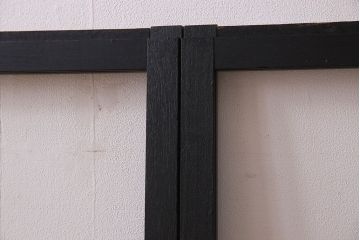 昭和レトロ　結霜ガラス入り!色ガラスがお洒落なペイントガラス戸2枚セット(窓)(2)