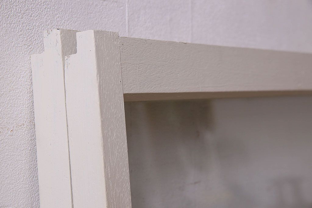 昭和レトロ　結霜ガラス入り!色ガラスがお洒落なペイントガラス戸2枚セット(窓)(3)