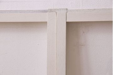 昭和レトロ　結霜ガラス入り!色ガラスがお洒落なペイントガラス戸2枚セット(窓)(3)