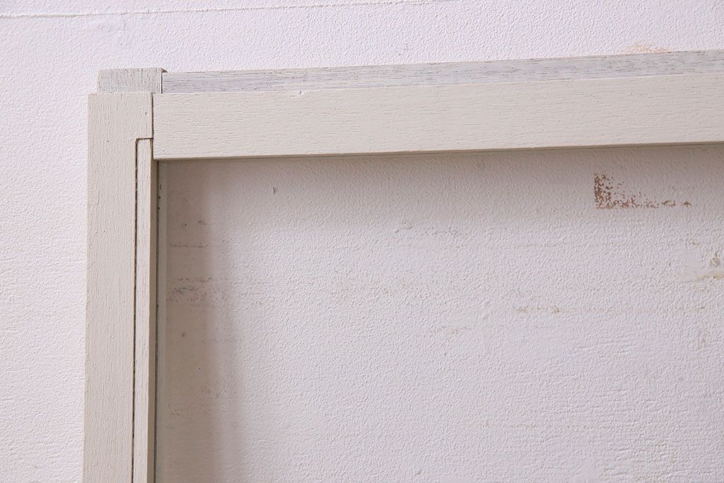 昭和レトロ　結霜ガラス入り!色ガラスがお洒落なペイントガラス戸2枚セット(窓)(3)