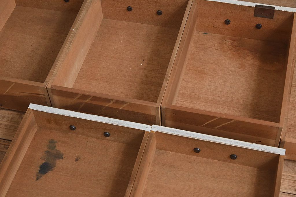 アンティーク家具　アンティークペイント　可愛らしい色合いの薄型片袖机(デスク、在宅ワーク、在宅用作業台、テーブル)