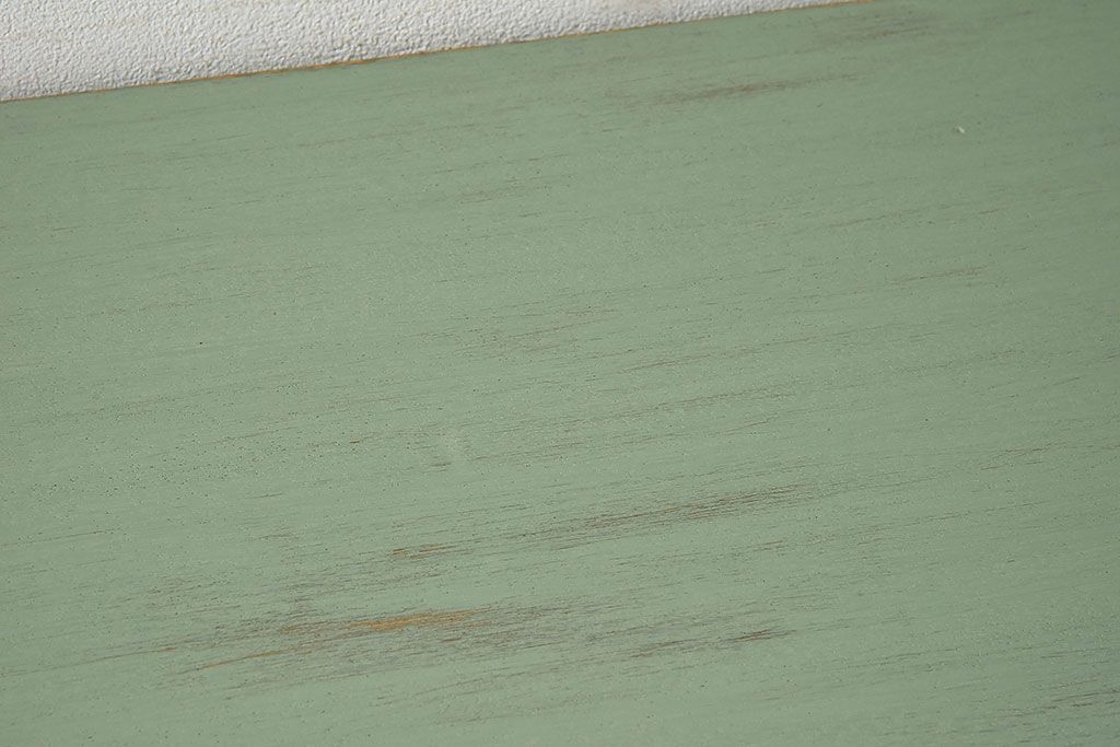 アンティーク家具　アンティークペイント　可愛らしい色合いの薄型片袖机(デスク、在宅ワーク、在宅用作業台、テーブル)