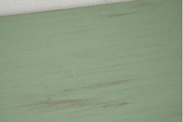 アンティーク家具　アンティークペイント　可愛らしい色合いの薄型片袖机(デスク、在宅ワーク、在宅用作業台、テーブル)