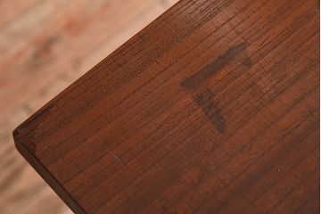 アンティーク家具　和製アンティーク　ケヤキ材一枚板!古材の質感が味わい深い鉄脚テーブル(作業台、アイアンテーブル)