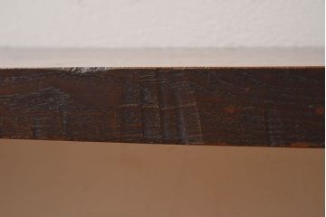 アンティーク家具　和製アンティーク　重厚なケヤキ材一枚板の鉄脚ベンチ(長椅子、アイアンベンチ)