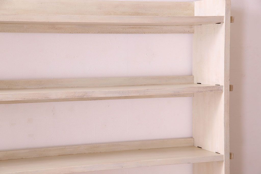 アンティークペイント家具　特大!ホワイトカラーが素敵な本棚(飾り棚、ディスプレイラック)