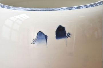 アンティーク雑貨　古民具・骨董　山水図で覆われたアンティーク瀬戸火鉢(鉢カバー)(3)