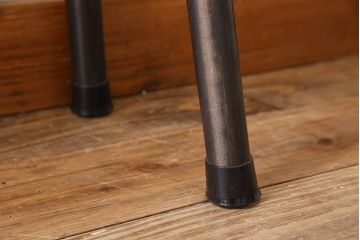 レトロ家具　昭和レトロ　ナラ材一枚板の重厚な鉄脚ベンチ(長椅子、アイアンベンチ)(1)