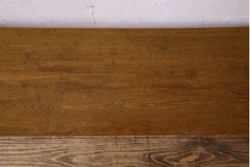 レトロ家具　昭和レトロ　ナラ材一枚板の重厚な鉄脚ベンチ(長椅子、アイアンベンチ)(2)