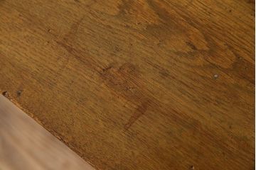 レトロ家具　昭和レトロ　ナラ材一枚板の重厚な鉄脚ベンチ(長椅子、アイアンベンチ)(2)