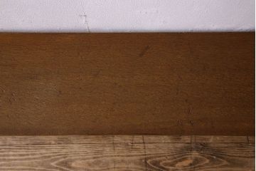 レトロ家具　昭和レトロ　ナラ材一枚板の重厚な鉄脚ベンチ(長椅子、アイアンベンチ)(3)