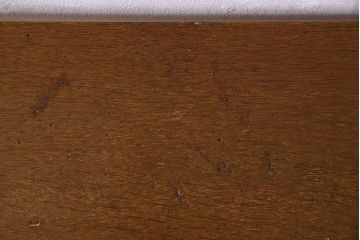 レトロ家具　昭和レトロ　ナラ材一枚板の重厚な鉄脚ベンチ(長椅子、アイアンベンチ)(3)