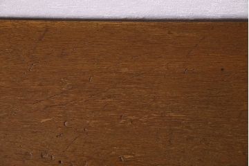 レトロ家具　昭和レトロ　ナラ材一枚板の重厚な鉄脚ベンチ(長椅子、アイアンベンチ)(3)