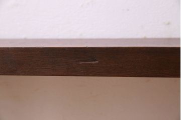 レトロ家具　昭和レトロ　ナラ材一枚板 古材の質感が味わい深い鉄脚ベンチ(長椅子、アイアンベンチ)(3)
