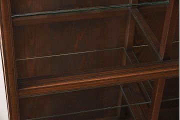 アンティーク家具　大正ロマン　桑材!小振りな三面ガラスケース(ショーケース、収納棚、陳列棚)