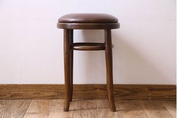アンティーク家具　イギリスアンティーク　落ち着いた色合いが素敵なベントウッドスツール(クッションチェア、椅子、丸イス)