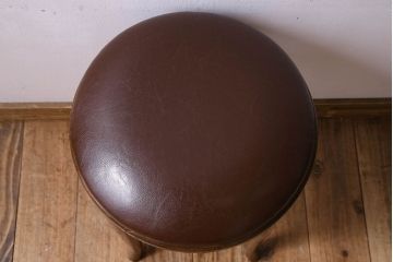 アンティーク家具　イギリスアンティーク　落ち着いた色合いが素敵なベントウッドスツール(クッションチェア、椅子、丸イス)