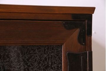 アンティーク家具　和製アンティーク　美しい結霜ガラス入りの箪笥ローボード(ローチェスト、収納棚)