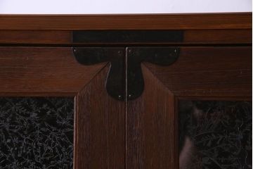 アンティーク家具　和製アンティーク　美しい結霜ガラス入りの箪笥ローボード(ローチェスト、収納棚)