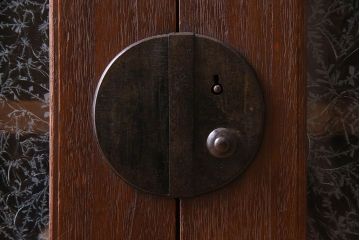 アンティーク家具　和製アンティーク　美しい結霜ガラス入りの箪笥ローボード(ローチェスト、収納棚)