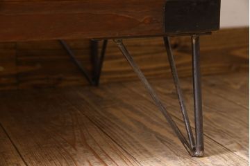 アンティーク家具　和製アンティーク　美しい結霜ガラス入りの箪笥ローボード(ローチェスト、収納棚)