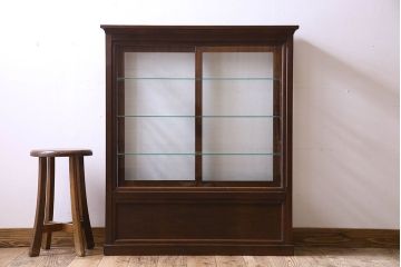 アンティーク家具　和製アンティーク　タバコ屋で使われていた薄型ガラスケース(ショーケース、収納棚、陳列棚)