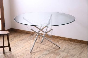 中古　Cassina(カッシーナ)製　714　ガラステーブル(センターテーブル、ダイニングテーブル)(定価約67万円)