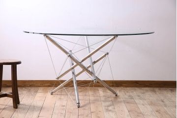 中古　Cassina(カッシーナ)製　714　ガラステーブル(センターテーブル、ダイニングテーブル)(定価約67万円)