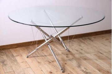 中古　Cassina(カッシーナ)製　714　ガラステーブル(センターテーブル、ダイニングテーブル)(定価約67万円)