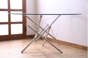 中古　Cassina(カッシーナ)製　714　ガラステーブル(センターテーブル、ダイニングテーブル)(定価約67万円)