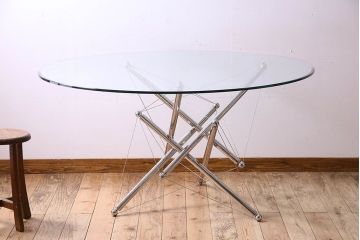中古　Cassina(カッシーナ)製　714　ガラステーブル(センターテーブル、ダイニングテーブル)(定価約67万円)