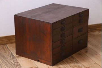 アンティーク家具　和製アンティーク　様々なサイズの引き出し付きの小引き出し(小物入れ、裁縫箱、収納箱)
