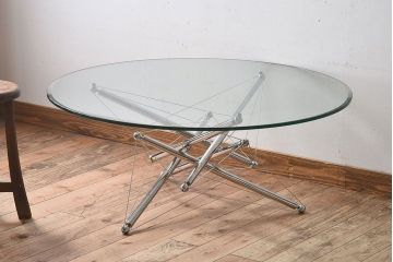 中古　Cassina(カッシーナ)製　713　ローテーブル(センターテーブル、サイドテーブル、ガラス)(定価約44万円)