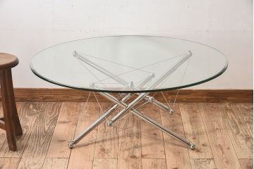 中古　Cassina(カッシーナ)製　713　ローテーブル(センターテーブル、サイドテーブル、ガラス)(定価約44万円)