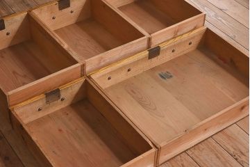 レトロ家具　昭和レトロ　古い木の質感が味わい深い薄型片袖机(デスク、在宅ワーク、在宅用学習机)