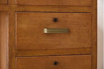 レトロ家具　昭和レトロ　古い木の質感が味わい深い薄型片袖机(デスク、在宅ワーク、在宅用学習机)