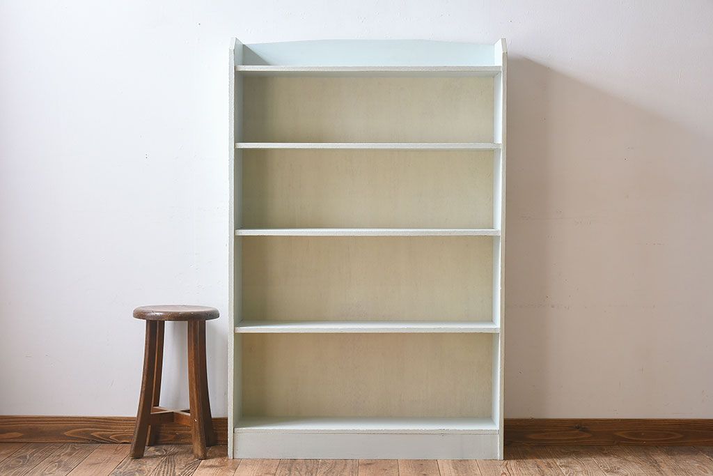 ペイント家具　さわやかなカラーが素敵な本棚(飾り棚、収納棚、ディスプレイラック、ブックケース)