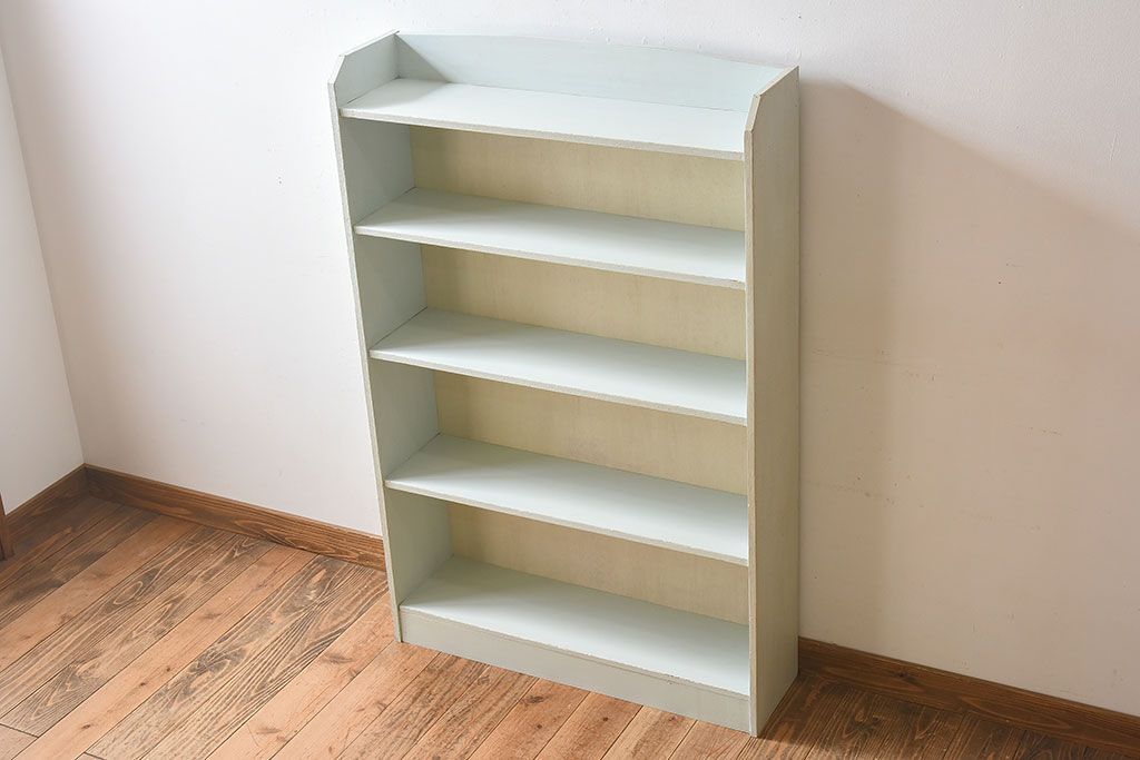 ペイント家具　さわやかなカラーが素敵な本棚(飾り棚、収納棚、ディスプレイラック、ブックケース)