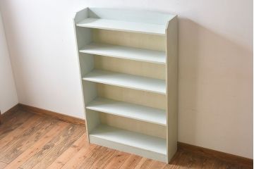 ペイント家具　さわやかなカラーが素敵な本棚(飾り棚、収納棚、ディスプレイラック、ブックケース)