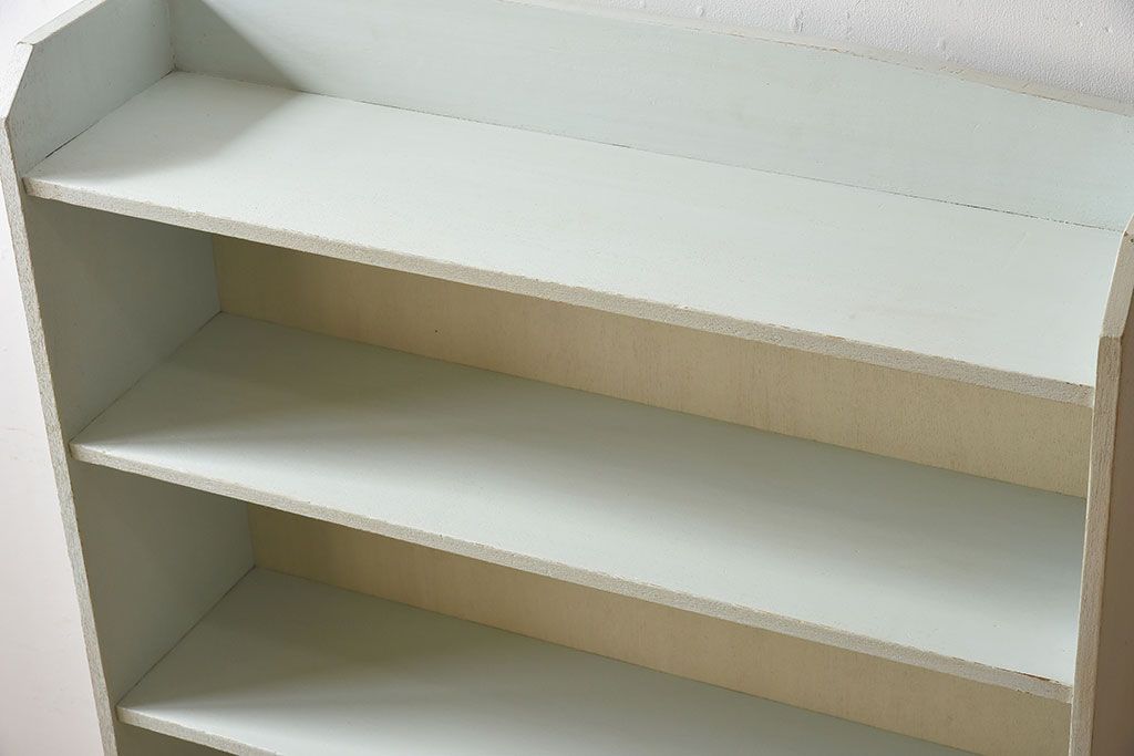 ペイント家具　さわやかなカラーが素敵な本棚(飾り棚、収納棚、ディスプレイラック、ブックケース)