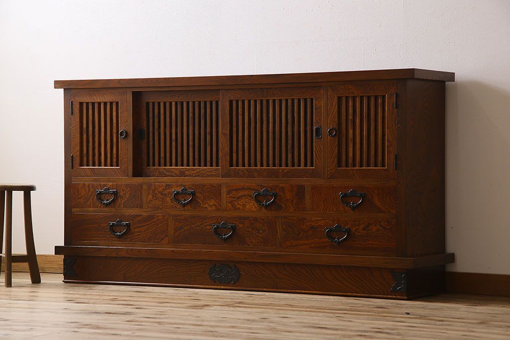 中古　伝統民芸家具　岩谷堂　和箪笥サイドボード(横型衣装箪笥)