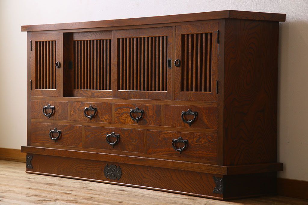 中古　伝統民芸家具　岩谷堂　和箪笥サイドボード(横型衣装箪笥)